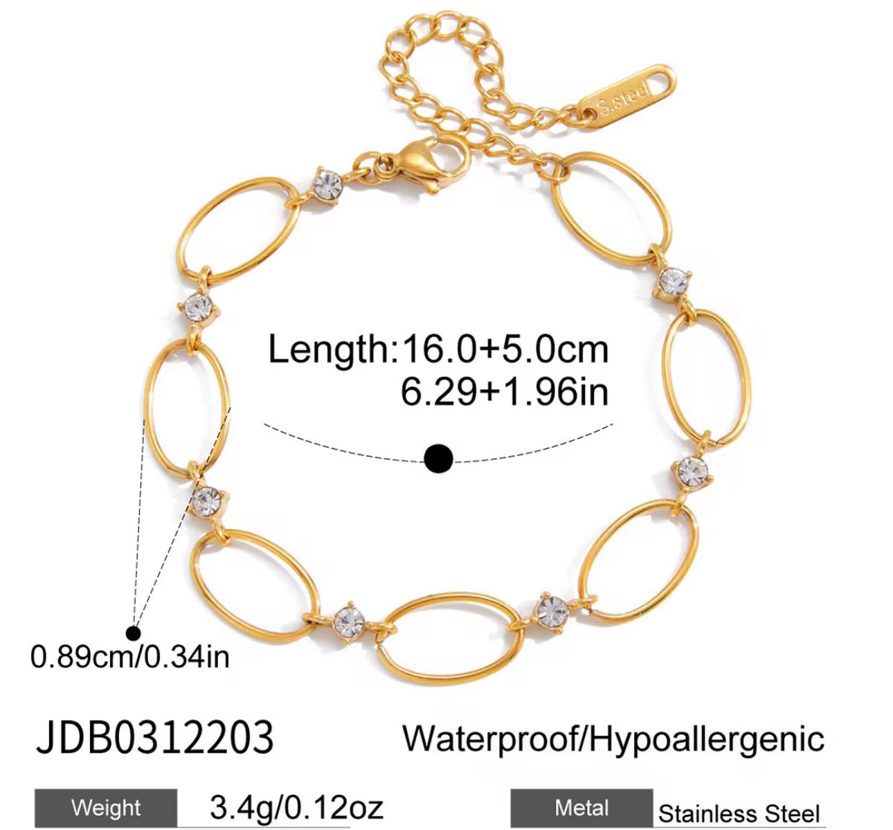 Sculptural Gold Oval Link Chain Bracelet