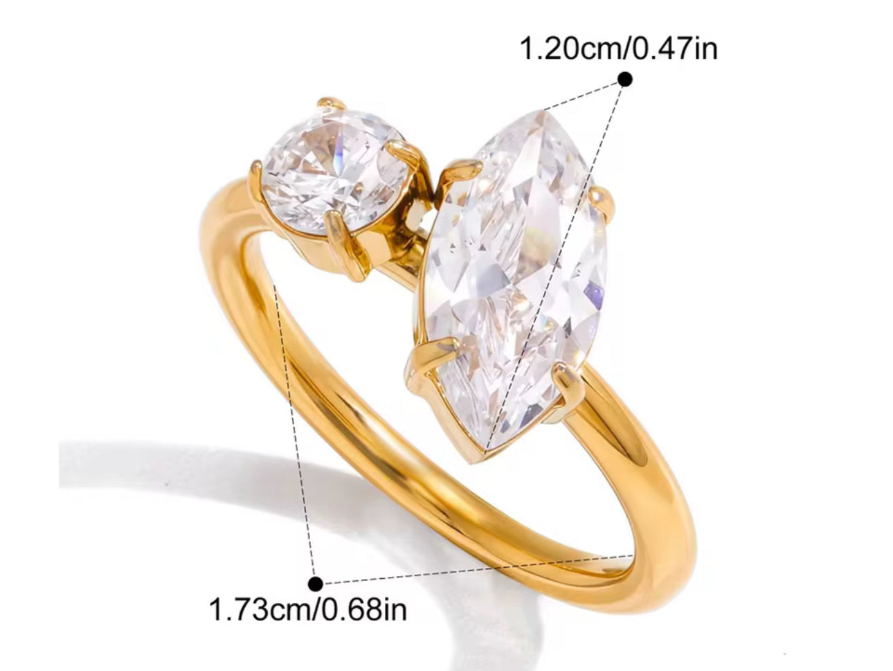 Round and Marquise Cut Diamond ring